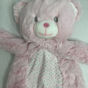 Linzy Pink Bear Lovie/Security Pink and Grey Poka Dots Preowned